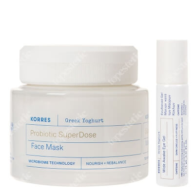 Korres Greek Yoghurt Face Mask + Eye Gel ZESTAW Maska do twarzy 100 ml + Chłodzący żel pod oczy roll - on 15 ml