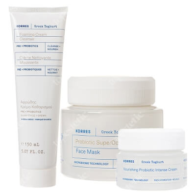 Korres Greek Yoghurt Set ZESTAW Żel do mycia twarzy 150 ml + Kojący krem 40 ml + Maska 100 ml