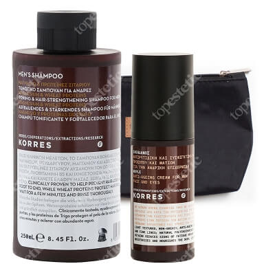 Korres Mens Set ZESTAW Szampon 50 ml + Krem 50 ml + Kosmetyczka 1 szt