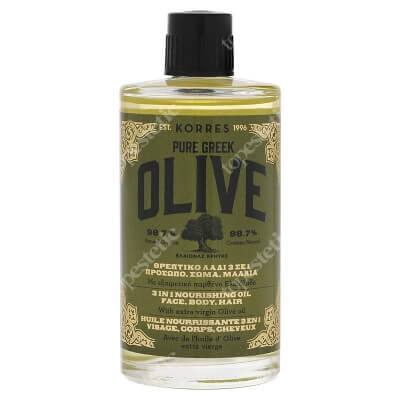 Korres Olive 3in1 Nourishing Oil, Face, Body, Hair Odżywczy olejek do twarzy, ciała i włosów 100 ml