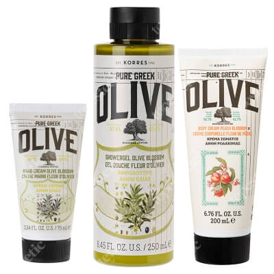 Korres Olive Blossom Body Set ZESTAW Żel pod prysznic 250 ml + Mleczko nawilżające do ciała 200 ml + Krem do rąk 75 ml