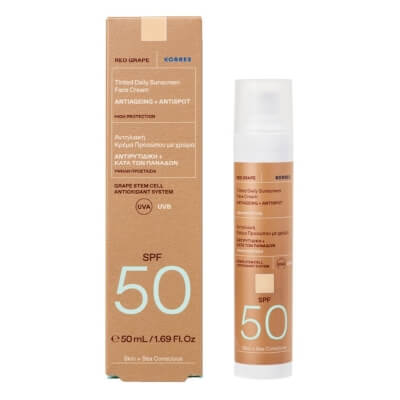 Korres Red Grape Tinted Daily Sunscreen Face Cream SPF 50 Koloryzujący krem ochronny do twarzy SPF 50 50 ml