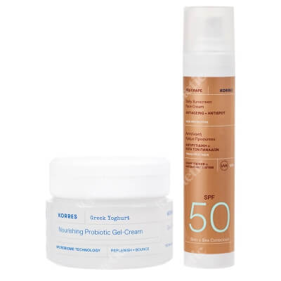 Korres Sunscreen + Nourishing Probiotic Gel - Cream ZESTAW Krem ochronny do twarzy 50 ml + Krem - żel z probiotykami 40 ml