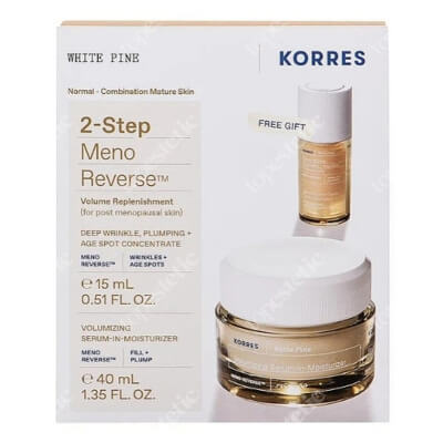 Korres White Pine 2 Step Monoreverse ZESTAW Serum 40 ml + Koncentrat do twarzy 15 ml + Kosmetyczka 1 szt