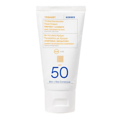 Korres Yoghurt Tinted Sunscreen Face Cream SPF 50 Koloryzujący krem ochronny do twarzy SPF 50 50 ml