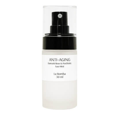 La Bomba Anti-Aging Mist Damask Rose Postbiotic Mgiełka nawilżająco-wygładzająca o zapachu geranium 30 ml
