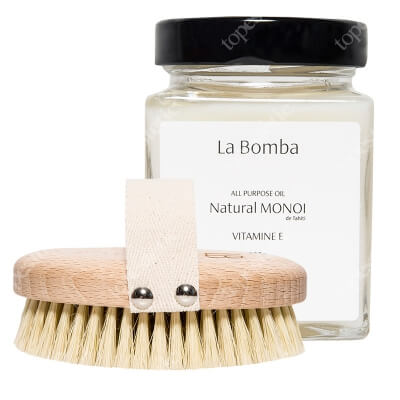 La Bomba Body Brush 02 + Natural Monoi Vitamine E ZESTAW Szczotka do masażu ciała 1 szt. + Unikalny, tradycyjny olej Monoi 230 g