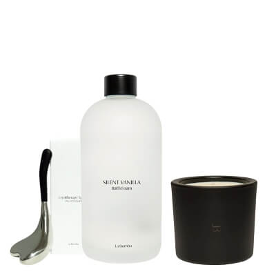 La Bomba Cryotherapy Spoon + Silent Vanilla + Pumpkin Spice ZESTAW Łyżka do masażu twarzy 1 szt + Płyn do kąpieli 500 ml + Świeca 230 g