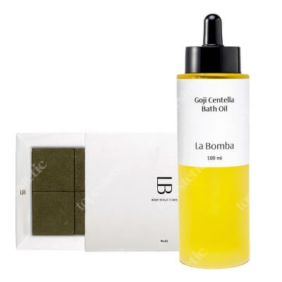 La Bomba Goji Centella Bath Oil + Body Scrub Cubes ZESTAW Olejek do kąpieli 100 ml + Kostki peelingujące 6 x 40 g