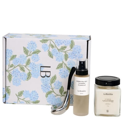 La Bomba Mothers Day 5 ZESTAW Chłodząca łyżeczka do masażu twarzy 1 szt + Mgiełka nawilżająco-kojąca 100 ml + Olej Monoi 230 g
