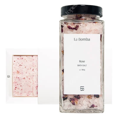 La Bomba Rose + Body Scrub Cubes No. 01 ZESTAW Sól do kąpieli z płatkami róży 580 g + Rytuał pielęgnacyjny w kostce 6 szt.