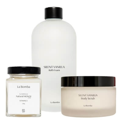 La Bomba Soft Skin Kit ZESTAW Płyn do kąpieli 500 ml + Peeling do ciała 230 g + Olej Monoi 230 g