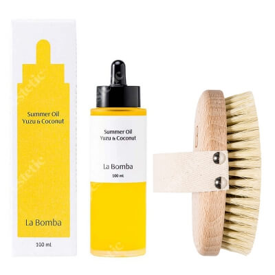 La Bomba Summer Oil Yuzu Coconut + Body Brush 02 ZESTAW Olejek do ciała 100 ml + Szczotka do masażu ciała 1 szt.