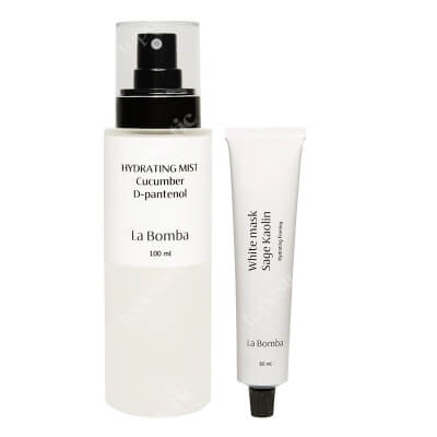 La Bomba White Mask + Hydrating Mist ZESTAW Maseczka łagodząca do cery suchej i wrażliwej 80 ml + Mgiełka nawilżająco-kojąca o zapachu ogórka 100 ml