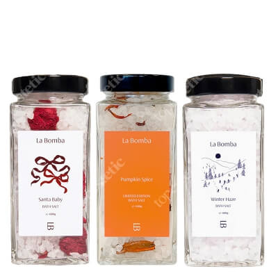 La Bomba Winter Relaxation Salt Set ZESTAW Sól Winter Haze 680 g + Sól Santa Baby 680 g + Sól Pumpkin Spice 680 g