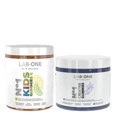 Lab One Gummies ZESTAW Kreatyna w żelkach o jagodowym smaku 60 szt + Witamina C w postaci żelków bez cukru 60 szt