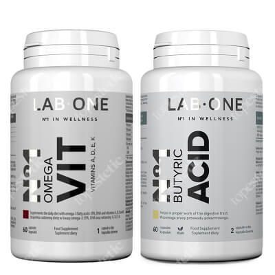 Lab One N°1 Butyric Acid + N°1 Omega VIT ZESTAW Suplement diety 60 kaps + Witaminy i kwasy tłuszczowe Omega-3 60 kaps.