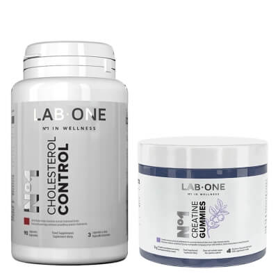 Lab One N°1 Cholesterol Control + N°1 Creatine Gummies ZESTAW Suplement diety 90 kaps. + Kreatyna w żelkach o jagodowym smaku 60 szt