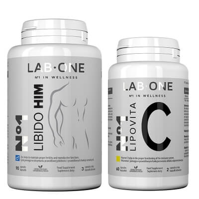 Lab One N°1 Lipovita C + N°1 Libido Him ZESTAW Witamina C liposomalna 60 kaps + Suplement diety 90 kaps.