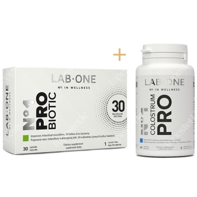 Lab One N°1 ProBiotic + N°1 Colostrum Pro ZESTAW Suplement diety 30 kaps. + Naturalne wsparcie dla układu immunologicznego 60 kaps.