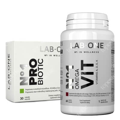 Lab One N°1 ProBiotic + N°1 Omega VIT ZESTAW ProBiotic suplement diety 30 kaps. + Witaminy i kwasy tłuszczowe Omega-3 60 kaps.