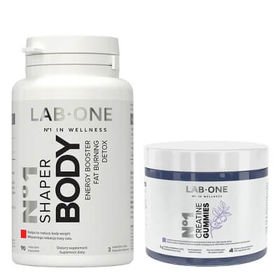 Lab One N°1 Shaper Body + N°1 Creatine Gummies ZESTAW Suplement diety 90 kaps. + Kreatyna w żelkach o jagodowym smaku 60 szt