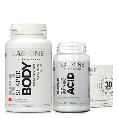 Lab One N°1 Shaper Body + N°1 ProBiotic + N°1 Butyric Acid ZESTAW Suplement diety 90 kaps. + ProBiotic suplement diety 30 kaps. + Suplement diety 60 kaps