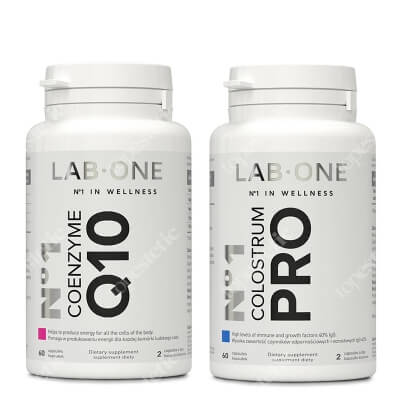 Lab One No1 Coenzyme Q10 + No1 Colostrum Pro ZESTAW Koenzym Q10 - zdrowa i piękna skóra 60 kaps. + Naturalne wsparcie dla układu immunologicznego 60 kaps.