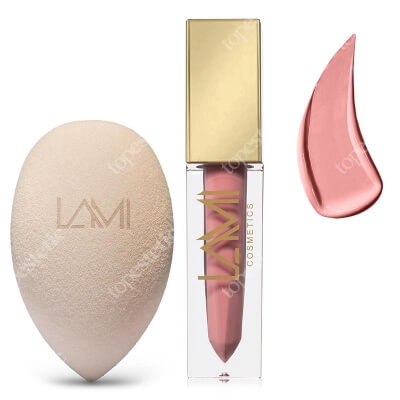 Lami Cosmetics Makeup Blender Sponge + Liquid Lipstick ZESTAW Gąbka do makijażu z proszku kwiatowego 1 szt. + Pomadka kolor - Charming (08) 5 g