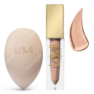 Lami Cosmetics Makeup Blender Sponge + Liquid Lipstick ZESTAW Gąbka do makijażu z proszku kwiatowego 1 szt. + Pomadka kolor - Nude Master (01) 5 g