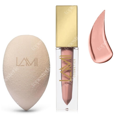 Lami Cosmetics Makeup Blender Sponge + Liquid Lipstick ZESTAW Gąbka do makijażu z proszku kwiatowego 1 szt. + Pomadka kolor - Powder Pink (06) 5 g