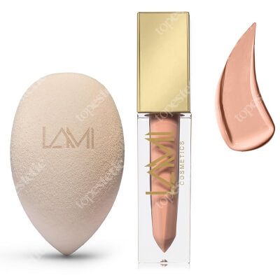 Lami Cosmetics Makeup Blender Sponge + Liquid Lipstick ZESTAW Gąbka do makijażu z proszku kwiatowego 1 szt. + Pomadka kolor - Summer Peach (05) 5 g