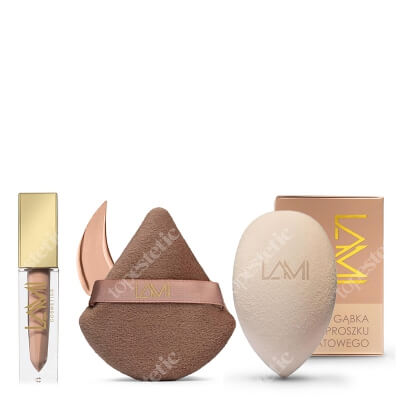 Lami Cosmetics Nude Master Make Up Set ZESTAW Pomadka - Nude Master (01) 5 g + Gąbka do makijażu 1 szt. + Puszek do pudru 1 szt.
