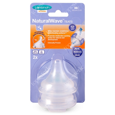 Lansinoh Natural Wave Teats Medium Flow Smoczek o średnim przepływie 2 szt.