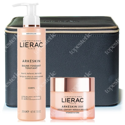 Lierac Arkeskin Body And Face ZESTAW Balsam ujędrniający ciało 200 ml + Krem na dzień 50 ml + Kuferek 1 szt