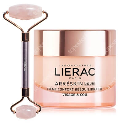 Lierac Arkeskin Cream + Pink Roller ZESTAW Krem na dzień przywracający komfort i równowagę 50 ml + Roller z różowego kwarcu 1 szt