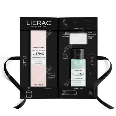 Lierac Clean And Hydrating ZESTAW Nawilżająca pielęgnacja okolic oczu 15 ml + Woda micelarna 50 ml  + Płatki kosmetyczne 2 szt