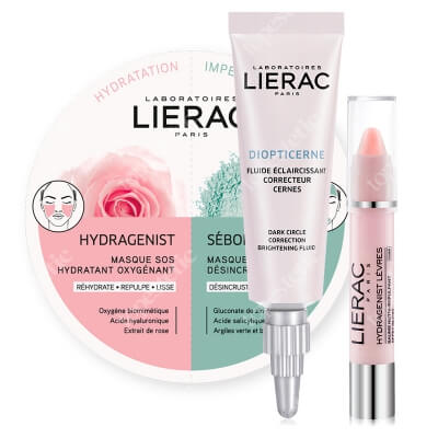 Lierac Eye + Face + Lips ZESTAW Emulsja korygująca cienie pod oczami 15 ml + Maseczka oczyszczająco - rozjaśniająca 2 szt + Balsam do ust 1 szt