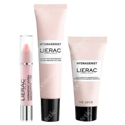 Lierac Eye + Face + Lips ZESTAW Krem na okolice oczu 15 ml + Balsam do ust - Różowy 3 g + Krem-żel rozświetlający 15 ml