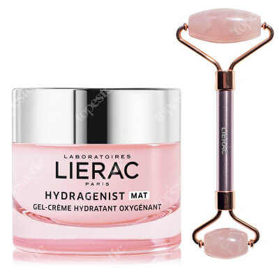 Lierac Hydragenist Gel Cream Mat + Pink Roller ZESTAW Żel krem 50 ml + Roller z różowego kwarcu 1 szt