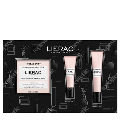 Lierac Hydragenist ZESTAW Krem rozświetlający 50 ml + Nawilżająca pielęgnacja okolic oczu 7,5 ml + Serum nawilżające 15 ml