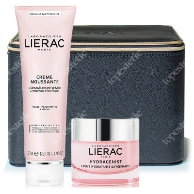 Lierac Make-up Removal Cream Mousse + Hydragenist Cream + Kuferek ZESTAW Pianka do demakijażu 150 ml + Krem nawilżająco dotleniający 50 ml + Kuferek 1 szt