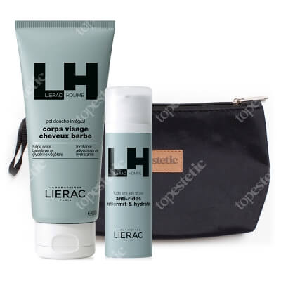 Lierac Men Care Set ZESTAW Wszechstronna emulsja 50 ml + Wielofunkcyjny żel pod prysznic 200 ml + Kosmetyczka 1 szt