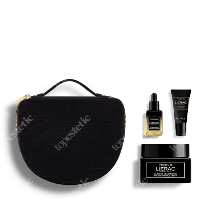 Lierac Premium Rich Set ZESTAW Serum regenerujące 13 ml + Krem pod oczy 5 ml + Bogaty krem przeciwzmarszczkowy 50 ml + Czarna kosmetyczka 1 szt