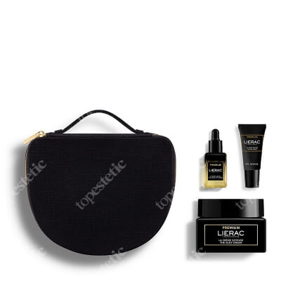 Lierac Premium The Silky Set ZESTAW Serum regenerujące 13 ml + Krem pod oczy 5 ml + Jedwabisty krem przeciwzmarszczkowy 50 ml + Czarna kosmetyczka 1 szt