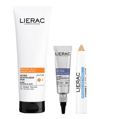 Lierac Protocole Multi Set ZESTAW Maska peelingująca 75 ml + Wypełniacz zmarszczek z kwasem hialuronowym 15 ml + Koloryzujący Sztyft Fotoochronny 2,7 g