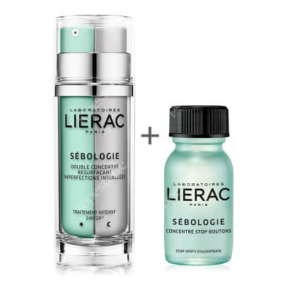 Lierac Sebologie Care ZESTAW Koncentrat na dzień i noc 2x15 ml + Dwufazowy punktowy koncentrat - stop wypryskom 15 ml