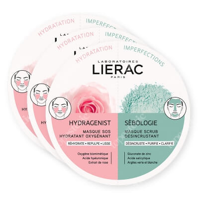 Lierac Sebologie & Hydragenist DuoMask Set ZESTAW Maseczka oczyszczająco - rozjaśniająca 3 x 2 szt