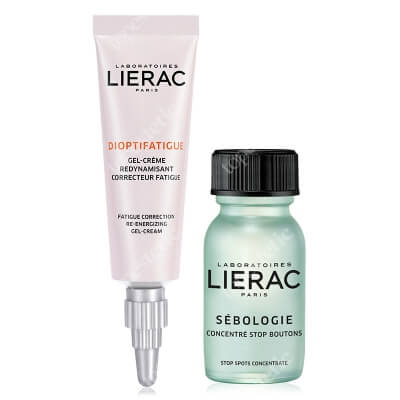 Lierac Sebologie Stop Boutons + Dioptifatigue ZESTAW Dwufazowy punktowy koncentrat - stop wypryskom 15 ml + Żel korygujący oznaki zmęczenia wokół oczu 15 ml