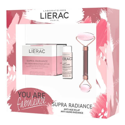 Lierac Supra Radiance Set ZESTAW Krem 50 ml + Mleczko micelarne 30 ml + Roller do twarzy z różowego kwarcu